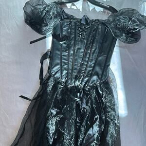 Dolls kill Beetlejuice the Dolores maxi dress black large black widow gown new